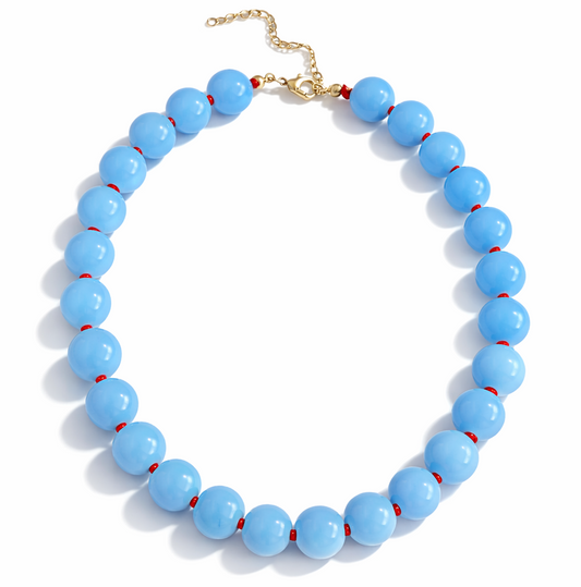 Collar Bubble azul con rojo.